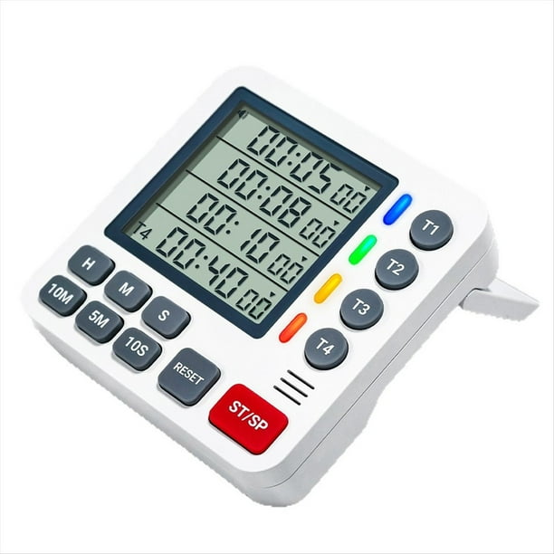 Temporizador Magnético de 4 Canales y 4 Grupos con Pantalla LCD para Experimentos de Cocina, Té con Leche y Recordatorio de Aprendizaje.