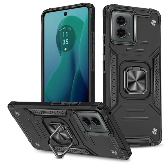 For Motorola Moto G 5G 2024 MOTXT2417DPP Robust Kickstand Phone Case Cover - Black