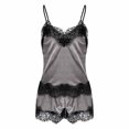 thumbnail image 5 of LYEAA Women's Pajamas 2 Piece Set Valentine's Day Soft Nightwear Lace V Neck Sling Tops with Shorts Cozy Loungewear Ladies Solid Loose Casual Sleepwear Sleepsuits Gray M, 5 of 7