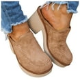 thumbnail image 3 of YLYL Womens Thick Platform Mules Clogs Comfy Casual Round Toe Slip on Chunky High Heel Slipper, 3 of 9