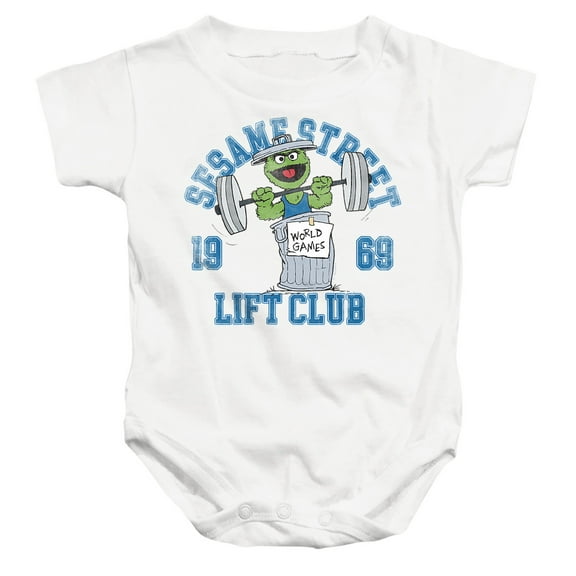 Sesame Street Oscar Lift Club Unisex Infant Snap Suit for Baby, White, Large