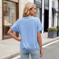 thumbnail image 6 of Blouses for Women Casual Short Sleeve Basic Tee Crewneck Dressy Tops Elastic Hem Summer T-Shirts, 6 of 9
