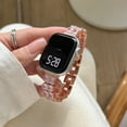 thumbnail image 3 of Zircon Copper Metal Watch Band Compatible with Apple Watch 38/40/41/42mm(S10), Jewelry Replacement Sparkly Diamond Thin Strap for iWatch Series 10/9/8/7/6/5/4/3/2/1/SE/Ultra, Rosegold, 3 of 8
