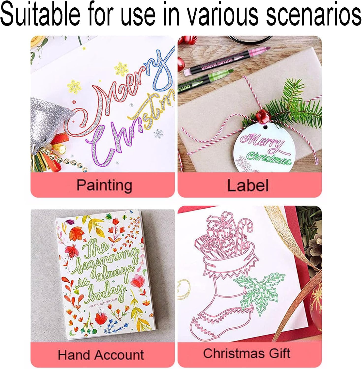 Dreamy Sparkle Dual-Line Contour Pen, Double Line Outline Markers, Glitter Outline Paint Markers, Sparkle Dual-Line Contour Pen for DIY Crafts, Greeting Cards, Doodling(36Colors)
