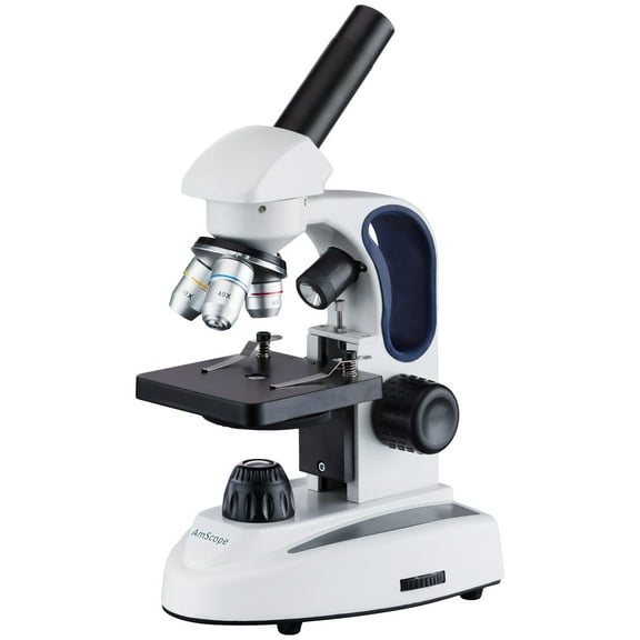 AmScope 40X-1000X Student Kids Metal Frame Glass Optics Biological Compound Microscope with Two Lights New
