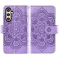 thumbnail image 5 of Compatible with Samsung Galaxy S24/S25 5G Wallet Phone Case and Tempered Glass Screen Protector Flower Faux Leather Flip Credit Card Holder Stand Zipper Cell Cover for S 24 24S 25 25S G5 Women Purple, 5 of 9
