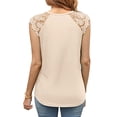 thumbnail image 4 of Nlife Women Crochet Lace Crew Neck Ruffle Trim Sleeveless Curved Hem Tank Top, 4 of 5