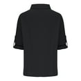 thumbnail image 5 of BLVB Oversized Cotton Linen Shirts for Women Roll Up Long Sleeve Button Down Lapel T Shirts Tops Trendy Womens Blouses Black, 5 of 6