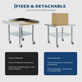 thumbnail image 5 of Stainless Steel Work Table,Commercial Food Prep Worktable with  3-Sided Backsplash&Height-Adjustable Shelf,Heavy Duty Portable Prep Worktable with 4 Wheels for Restaurant Home Hotel, 5 of 8