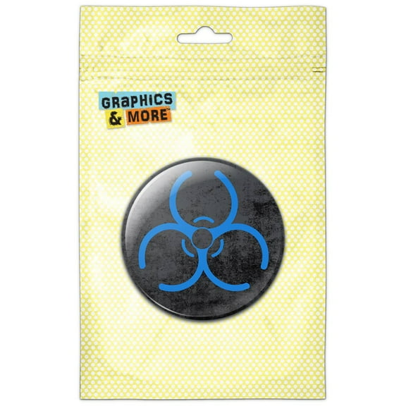 Biohazard Warning Symbol Distressed Blue Refrigerator Button Magnet