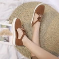 thumbnail image 6 of Women's Slip On Shoes Flats Soft Knit Lightweight Flats Fashion Comfortable For Walking Sneakers Slip On Shoes Brown 8.5, 6 of 7