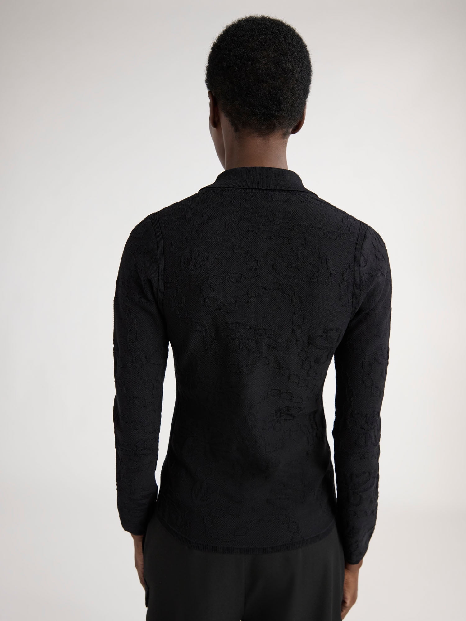 Scoop Woman's Fitted Jacquard Polo with Long Sleeves, Sizes XS-2XL
