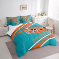 thumbnail image 3 of Erosebridal American Football Bedding Sets Twin Size, Soccer Sports Comforter Sets with Sheets, Blue Orange, Miami, Breathable 7 Pieces, 3 of 8