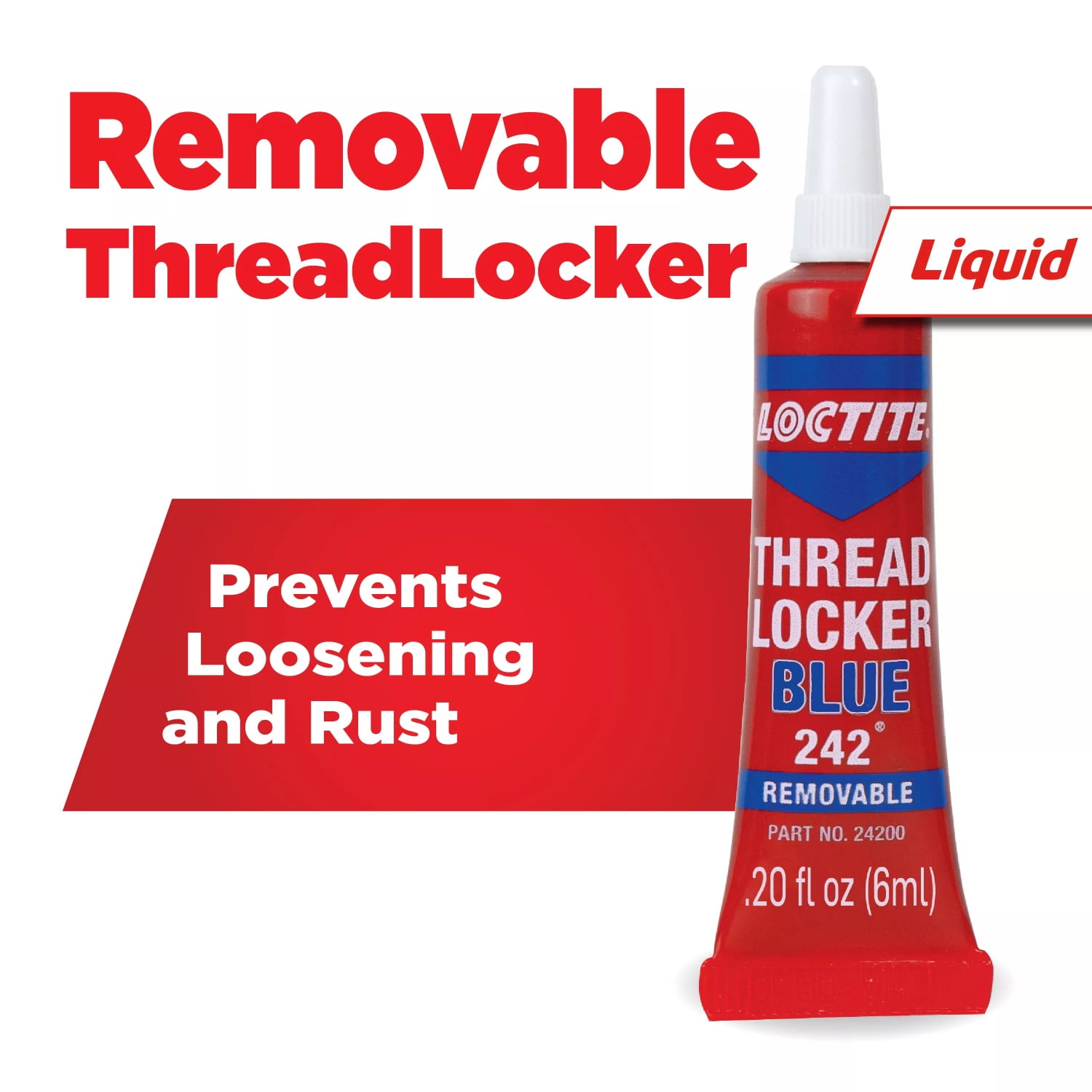 Loctite Threadlocker Blue 242 Adhesive Removable, Pack of 1, Blue 0.2 fl oz Tube