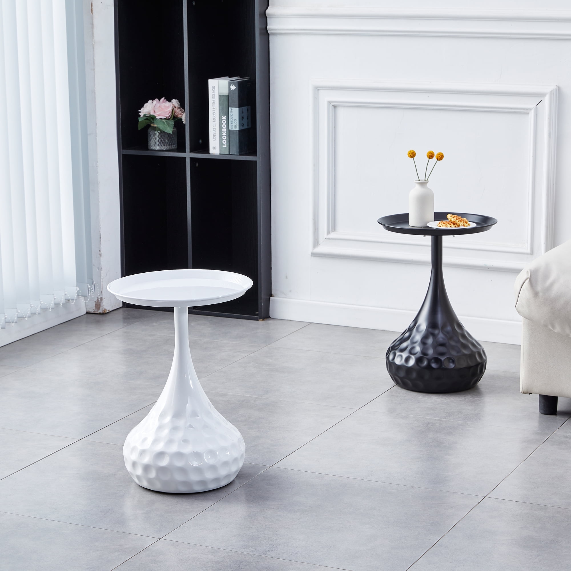 YYAo Metal Side Table, Small Sofa Table, Accent Side, Small Iron table, Nightstand for Living Room, Bedroom, Indoor & Outdoor, White YYAo Metal Side Table, Small Sofa Table, Accent Side, Small Iron table, Nightstand for Living Room, Bedroom, Indoor & Outdoor, White
