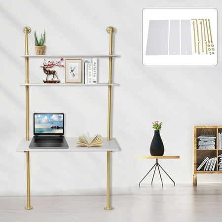 Miumaeov Home Office Storage Rack Home Laptop Writing Desk Wall Mount Computer Table Ladder Desk