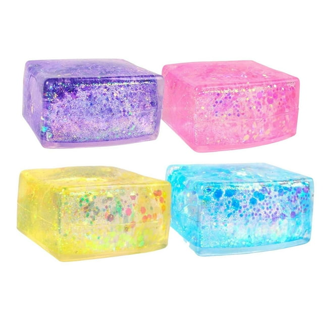 Stress Tofu Cube Toy - Maltose Material, Slow Squeeze, Ice-like Feel - for Anxiety Relief, Fidget Toy, Family Fun