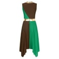 thumbnail image 4 of zdhoor Liturgical Praise Dance Dress For Women Sleeveless Worship Dance Dress Asymmetrical Lyrical Brown&Green M, 4 of 5