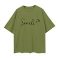 thumbnail image 7 of Women Short Sleeve Tops Funny Love Graphic Print Round Neck Pullover T-Shirts Trendy Casual Loose Fit Workout Tee Blouses, 7 of 7