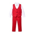 thumbnail image 2 of Ruyang Teen Boys Formal Suit V-Neck Vest Long Sleeve Shirt Dress Pants Sets Kids Slim Fit Suit for Wedding Graduation Dress Up, 2 of 4