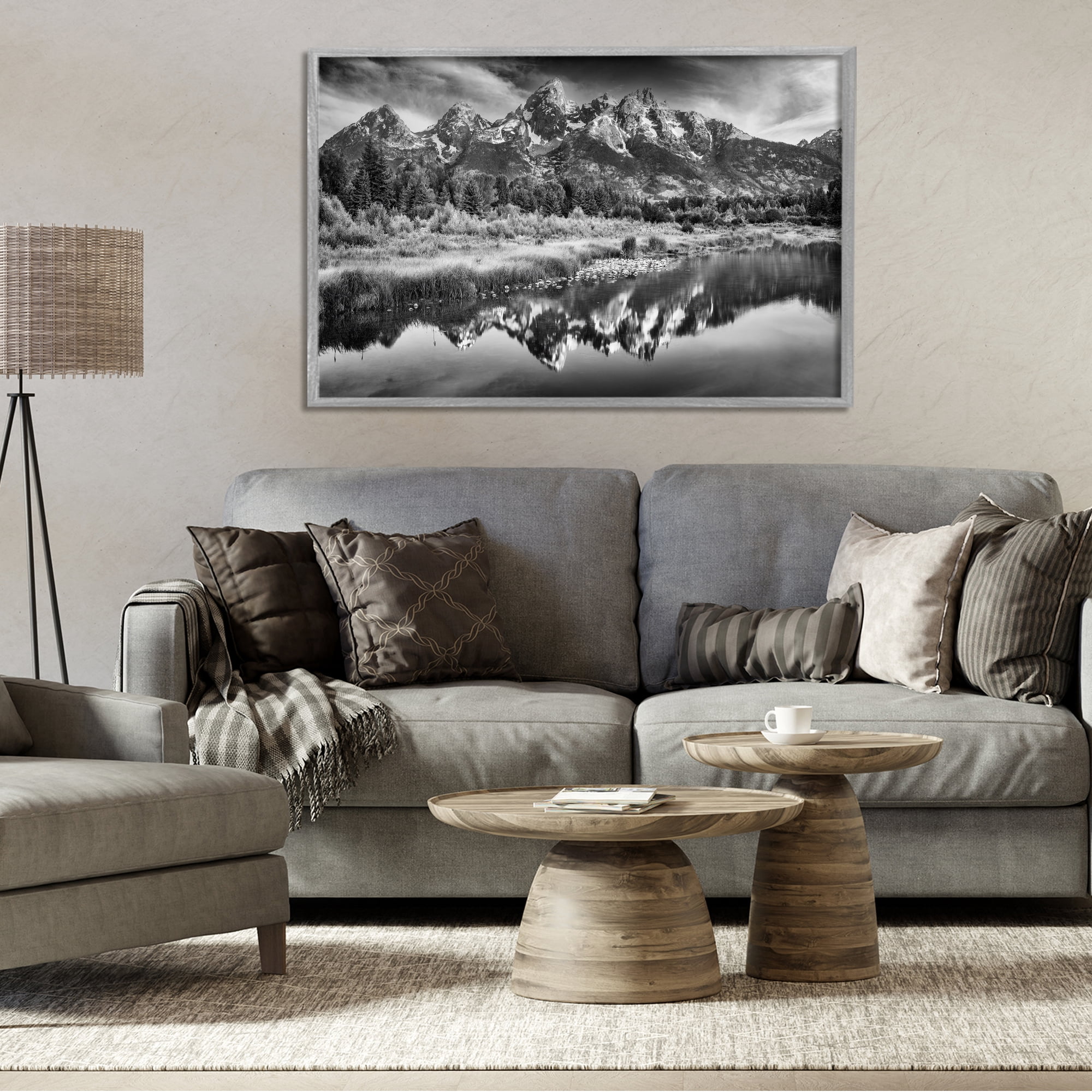 Stupell Industries Teton Mountain Reflections Gray Framed Giclee Art, design by Rick Berk