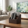 thumbnail image 2 of I-MART PU Leather Remote Control Holder Organizer with 3 Compartments, Stylish TV Remote Holder Caddy for Desk Nightstand Coffee Table and Media Accessory Storage Brown, 2 of 7