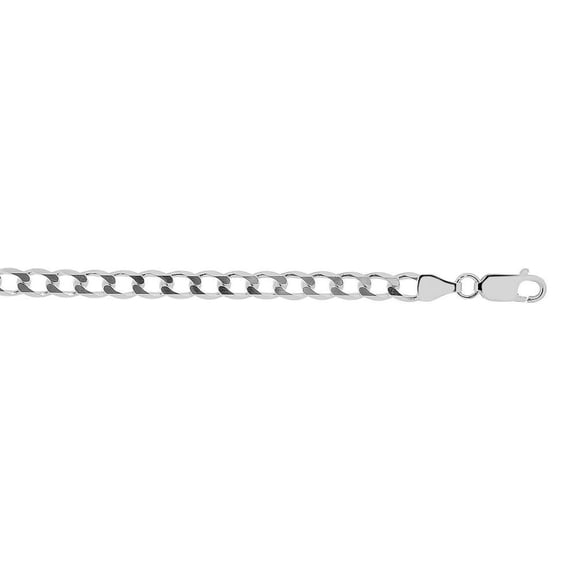 Sterling Silver Rhodium Finish 4.7mm Sparkle-Cut Curb Chain Lobster Clasp Necklace - 24 Inch