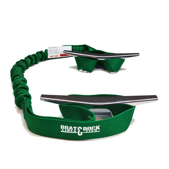 Boat Lines & Dock Ties Boat Dock Tie Bungee Cord, Double 9-Inch Loop Ends, Made in USA, Pack of 2 (Green, 30 inch)