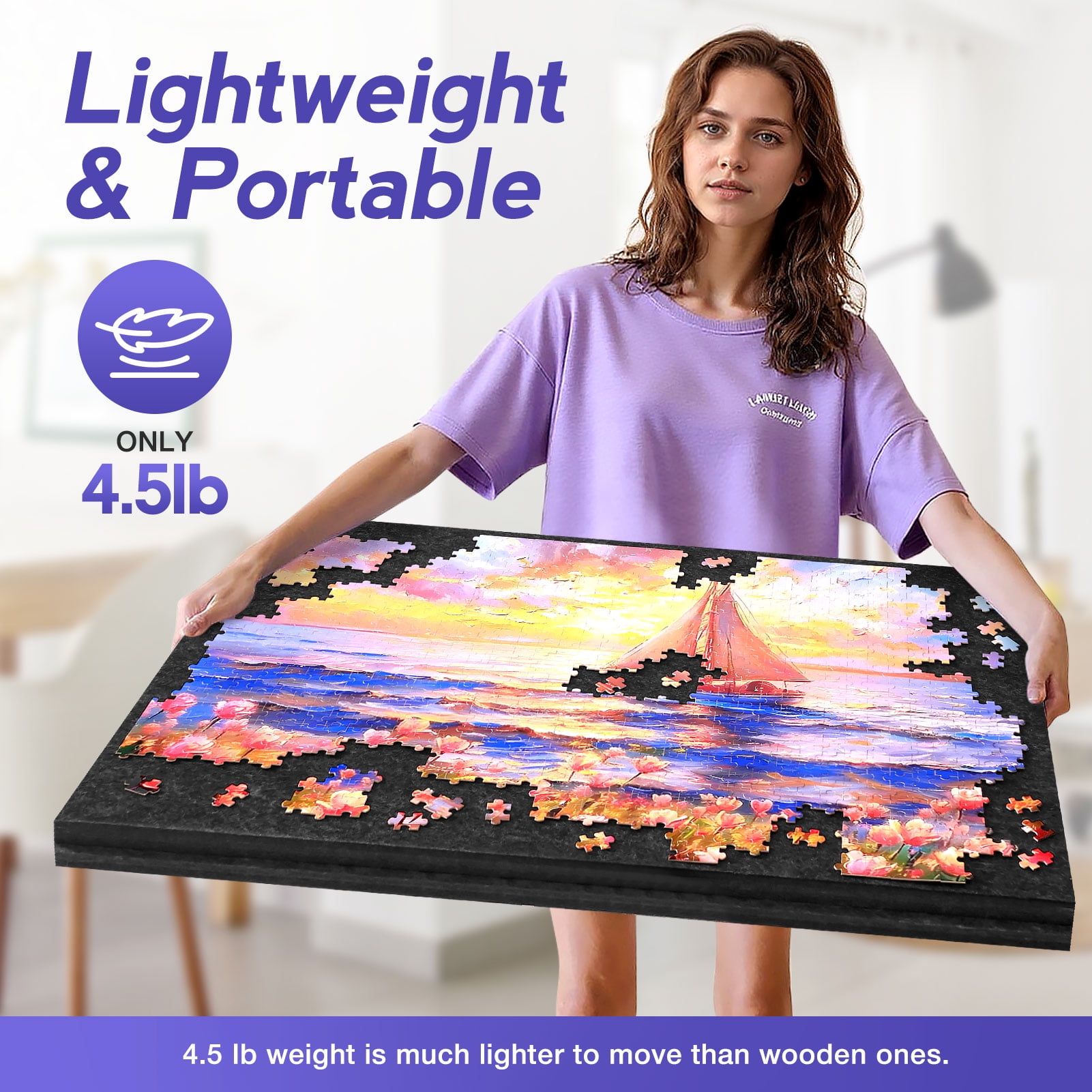 Ayieyill 1500 Piece Rotating Puzzle Board with Drawers and Cover,26"x36"Portable Felt Jigsaw Puzzle Table for Adults Portable,Lazy Susan Spinning Puzzle Boards Birthday Gift for Mom