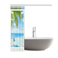 thumbnail image 2 of ABPHQTO Cortina de ducha Ocean 150x180 cm Palmeras tropicales de largo en la playa de la isla a través de ventanas de madera blanca Cortina azul verde blanco multicolor, 2 of 2