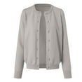 thumbnail image 6 of YDFCWXW Women's Lightweight Button Down Cardigan Long Sleeve Casual Crew Neck Soft Knit Cardigans Sweater Tops Grey, S, 6 of 9