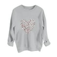 thumbnail image 7 of ibuvkizy Womens Sweatshirts Valentines Day Love Heart Round Neck Lover's Love Print Sweatshirt Long Sleeved Pullover Top/shirt Gray,M, 7 of 7