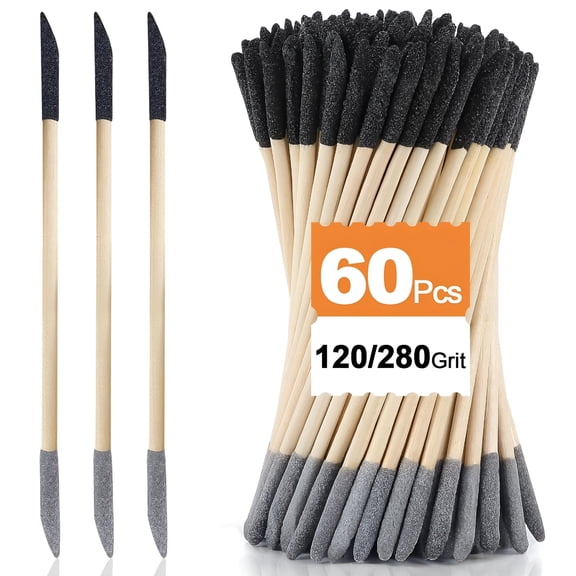 CURYMAY Sanding Sticks 60PCS120/280 Grit Double-Ended Sanding Tool for Plastic Models and WoodPen-Style Precision Sander for Model BuildingHobby Craft Detailing and Tight Spaces5.4 x 0.2 Inch