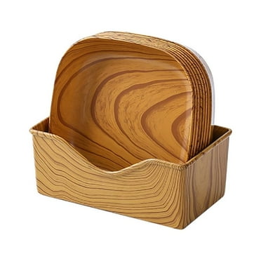 Dosaele Set of 8 Wood Grain Square Dish - 5.5 inch Square Plates Dinnerware for Wedding, Camping, Party