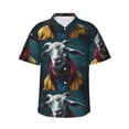 thumbnail image 1 of Fotbe Surrealist Goat Camisa Hawaiana para Hombre Unisex – Camisa Casual de Verano con Botones de Manga Corta de Algodón y Lino,3X-Large, 1 of 7
