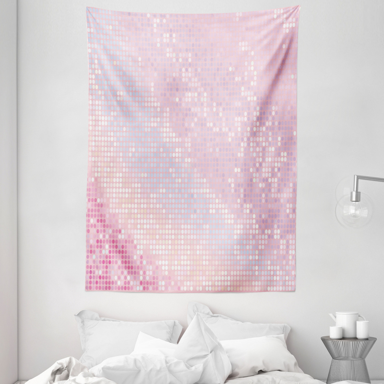 Modern Tapestry, Abstract Pattern in Pastel Pink Tones Disco Ball Style  Party Theme Artwork, Wall Hanging for Bedroom Living Room Dorm Decor, 60W X  80L Inches, Light Pink Baby Pink, by Ambesonne