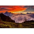 thumbnail image 2 of Malvin, Larry 14x11 Gold Ornate Wood Framed with Double Matting Museum Art Print Titled - Mountain Cloud Sunset, 2 of 4
