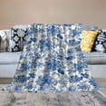 thumbnail image 2 of Nawypu Flannel Blanket Floral Pattern Blue and White Porcelain Super Soft Warm Cozy Throw Blankets Bed Couch or Car Blanket for Children Adult Travel All Reason, 2 of 6