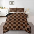 thumbnail image 3 of Homewish Fashion Abstract Adult Bedding Comforter Set, Square Patchwork Twin Comforter Sets, Vintage Brown Buffalo Reversible Bedding Set, Lightweight Room Decor, 2-Piece, 3 of 8