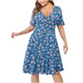 thumbnail image 5 of TopLLC Robe d'Été Formelle pour Femme Grande Taille à Manches Courtes, Col en V, Florale, Courte, Robe de Soirée, 5 of 5