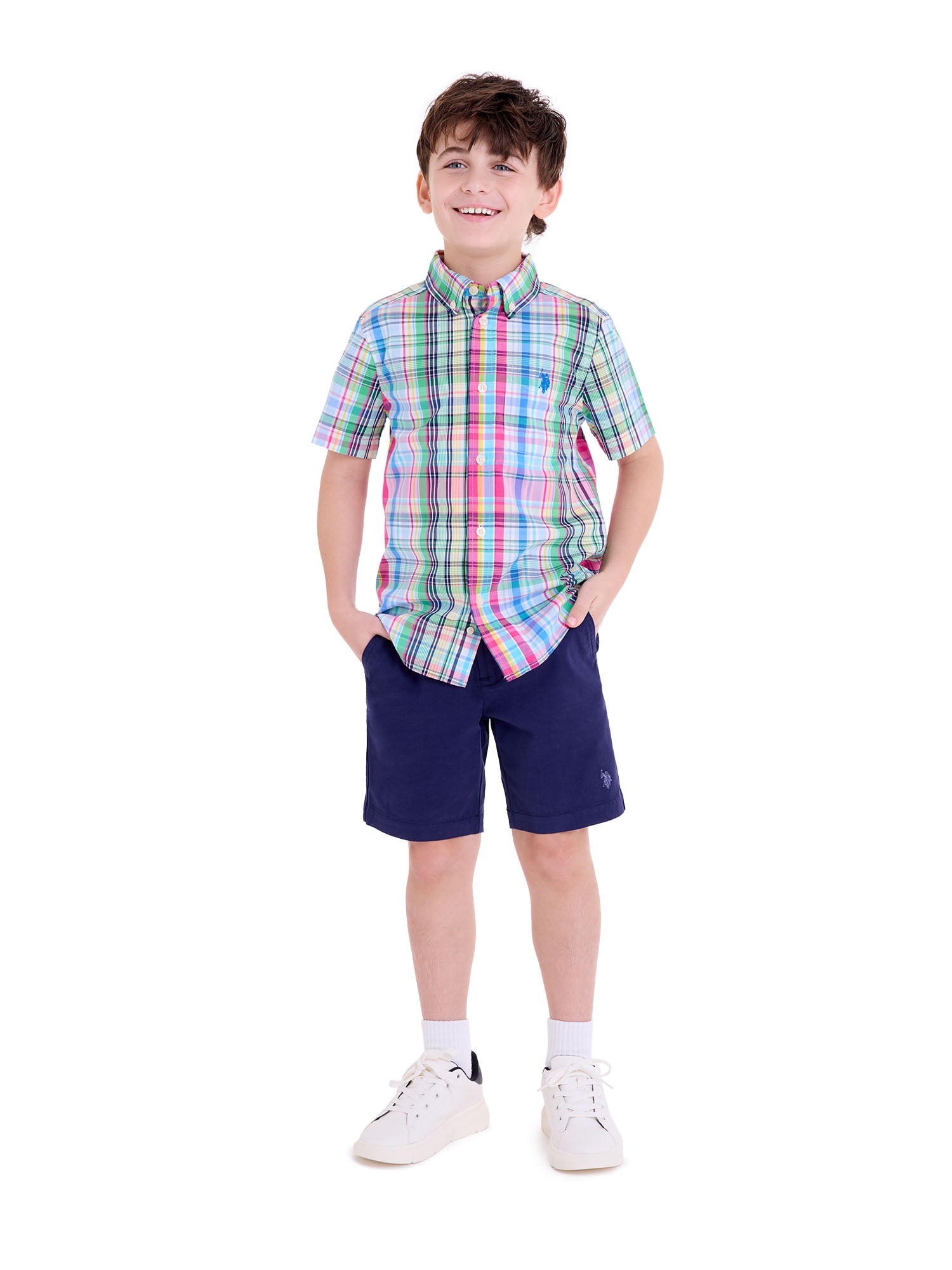 U.S. Polo Assn. Short Sleeve Button-Up Shirt for Boys, Sizes 4-18