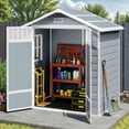 thumbnail image 2 of Dextrus 6x4.4 FT Outdoor Storage Shed with Floor and Window, Large Storage Shed with Lockable Door, and Vents, Light Gray, 2 of 9