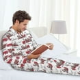 thumbnail image 6 of Honeii Retro Train Pattern Mens Pajamas Set,2pcs Men's Lounge Long Sleeve Sleep Shirt and Pajama Bottoms Sleepwear Set,Mens Pjs Sets-XX-Large, 6 of 7