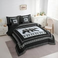 thumbnail image 3 of Manfei Safari Bear Slihouette Bedding Comforter Set 7 Pieces,Vintage Geometric Print Full Bedding Set,Natural Botanical Pine Fitted Sheet Flat Sheet For Boys,Black Gray Home Decor Reversible, 3 of 8
