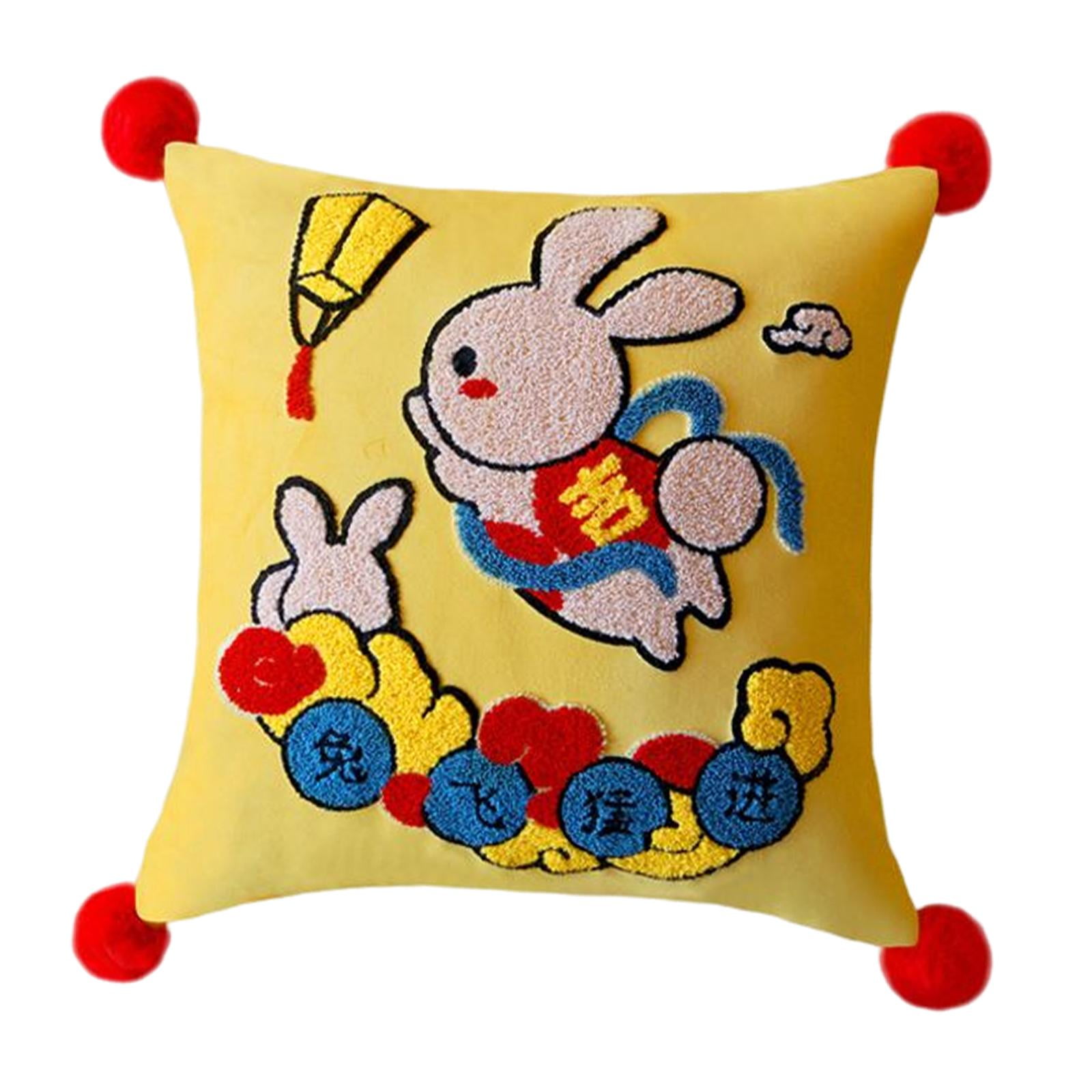 Oriental Chinese Rabbit Pillow Case Decorative Pillow Cover Pillowcase