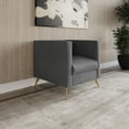 thumbnail image 4 of Home Design Weiss 3-Piece Velvet Square Arm Living Room Set with Sofa, Loveseat, and Armchair, Channel-Tufted Back, Gold Legs, Dark Gray, 4 of 11