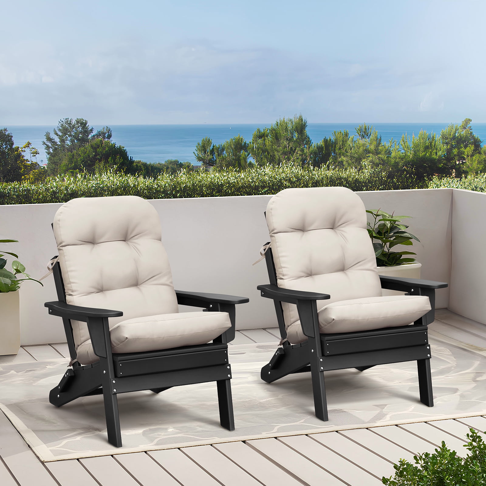 ATR ART to REAL 2 PCS Outdoor Waterproof Adirondack Chair Seat and Back Cushion,Patio Rocking Chair Cushions,Light Khaki