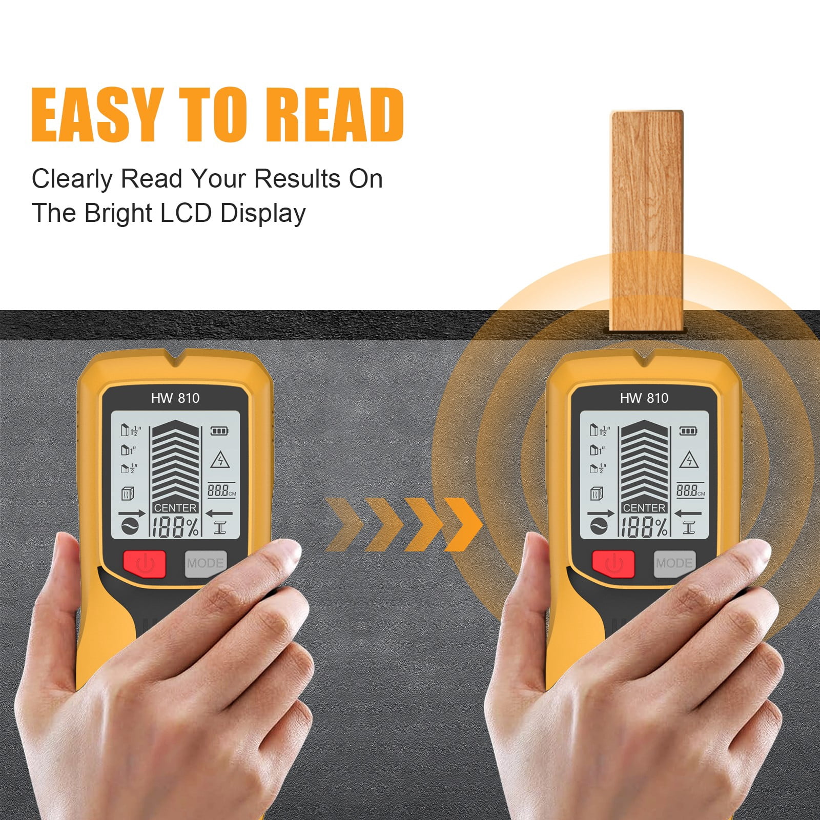 5-in-1 Stud Finder Wall Scanner with LCD Display for Wood Metal, Portable Wire Detector