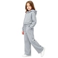 thumbnail image 4 of Girls Boys Classic 2pcs Sweatsuit Fleece Tracksuit Pullover Hooded Sweatshirts and Drawstring Wide Leg Sweatpants Activewear, 4 of 7
