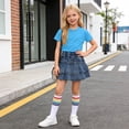 thumbnail image 6 of Cethrio Girls Cotton Outfit Sets, 3 Piece Short Sleeve Summer T-shirts Skirts and Socks Set Blue Size 5T, 6 of 7